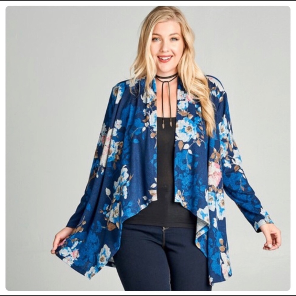 💼❤️PLUS SIZE❤️ Blue Floral Cardigan❤️